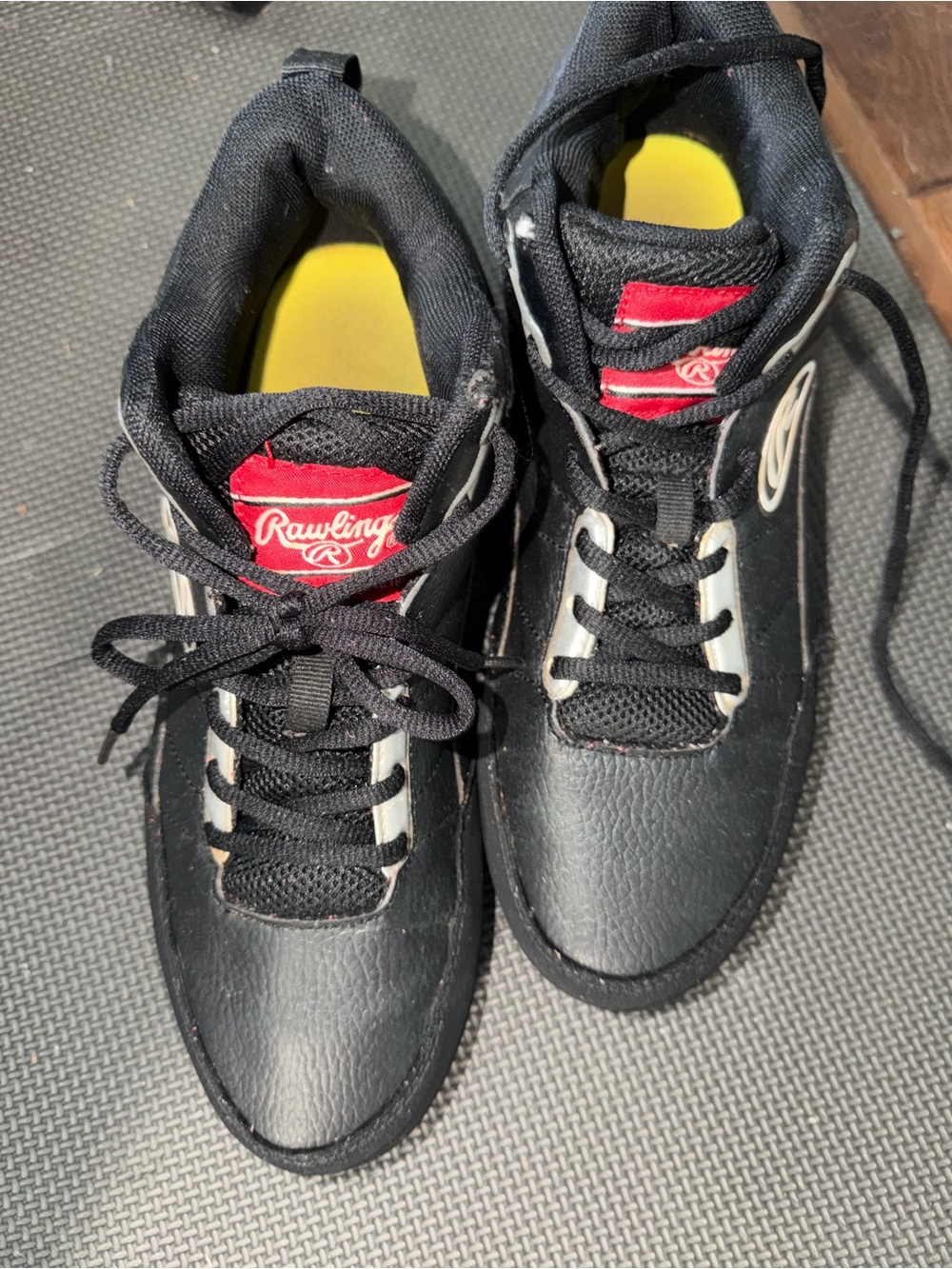 Rawlings Black Sneakers with Red Tongue and Yellow Insole